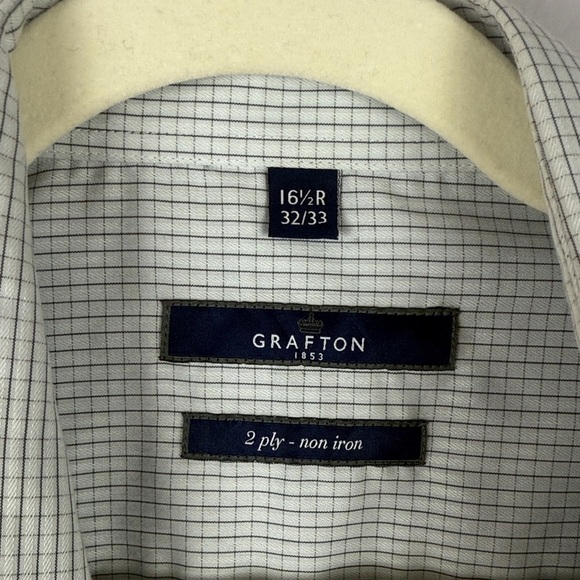 Grafton 100% Cotton Men's Gray Patterned Dress Shirt Size 16.5 - Picture 3 of 10